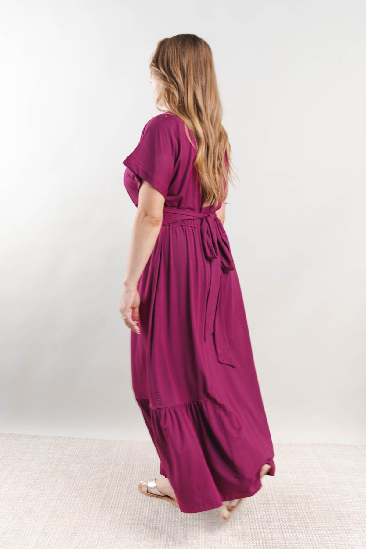 stela nursing dress in sangria back view