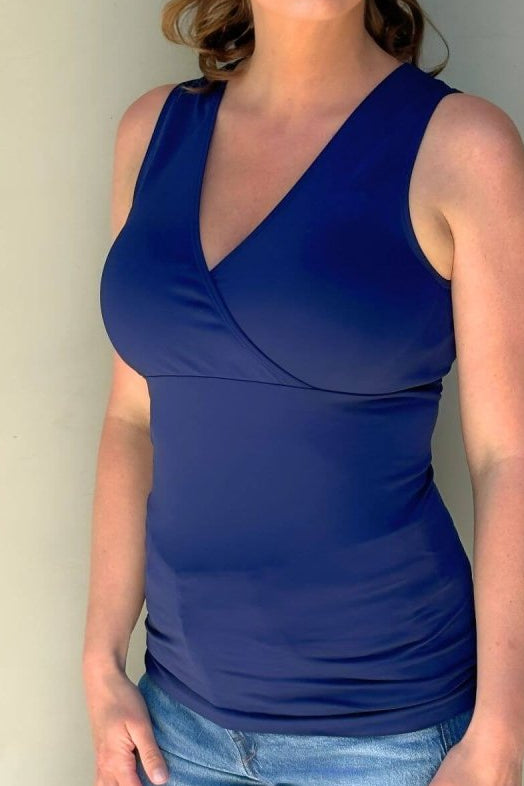 Simple Nursing Tank Indigo Untucked front image