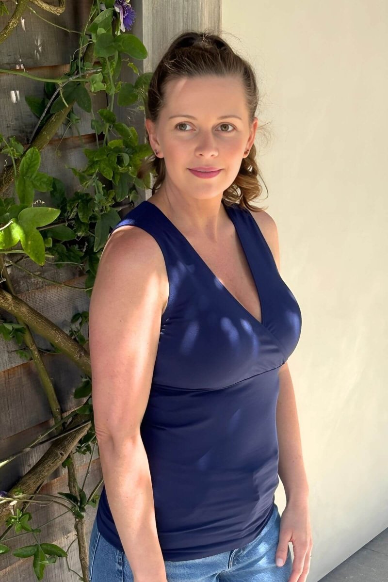 Simple Nursing Tank Indigo side view lifestyle