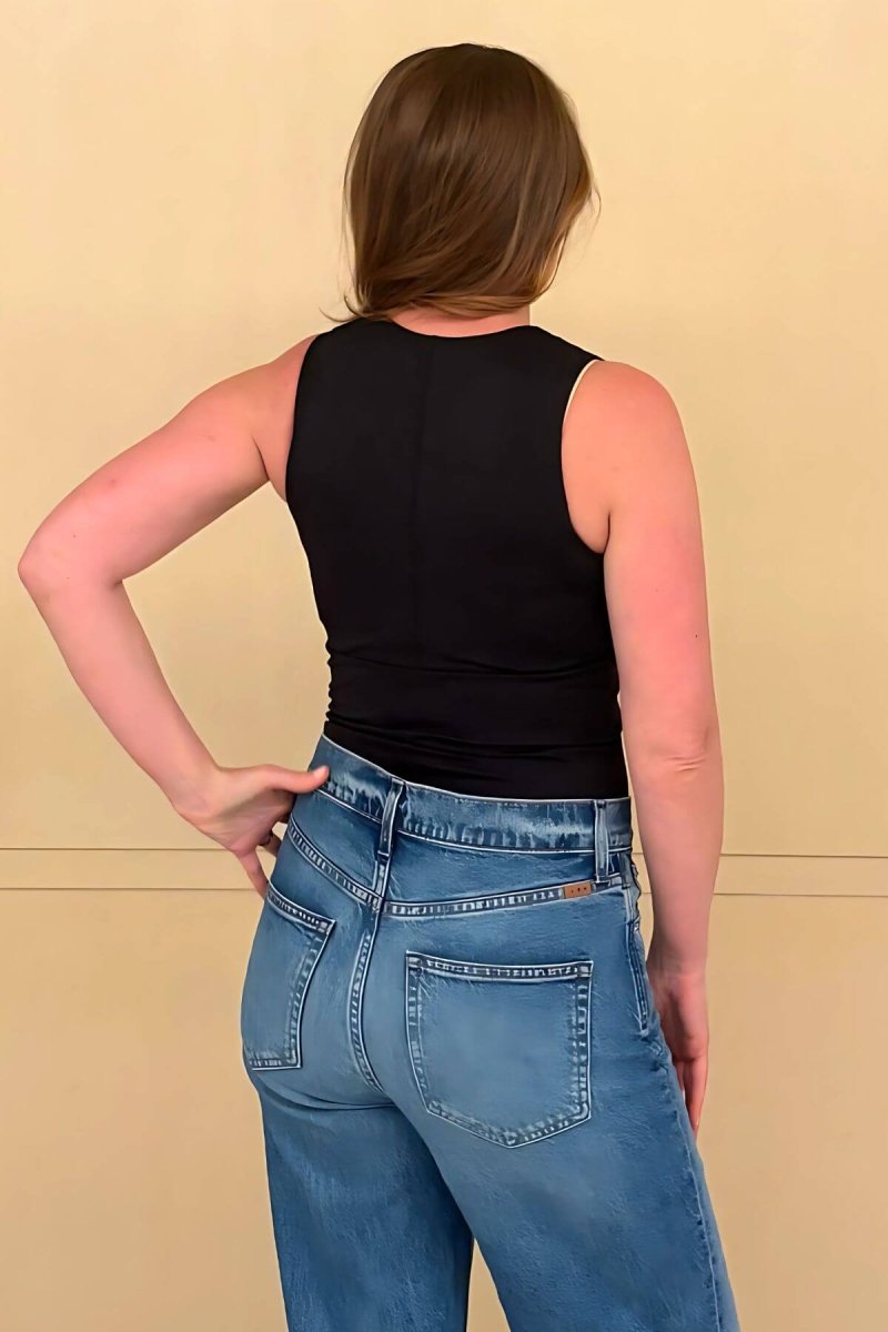 Simple Nursing Tank Midnight back view tucked in