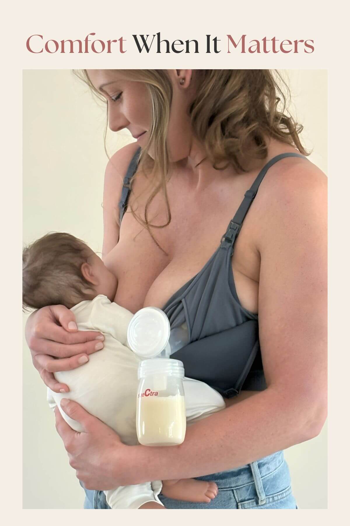 SuperMom® Silhouette Hands-Free Pumping & Nursing Bra | Maine Blue