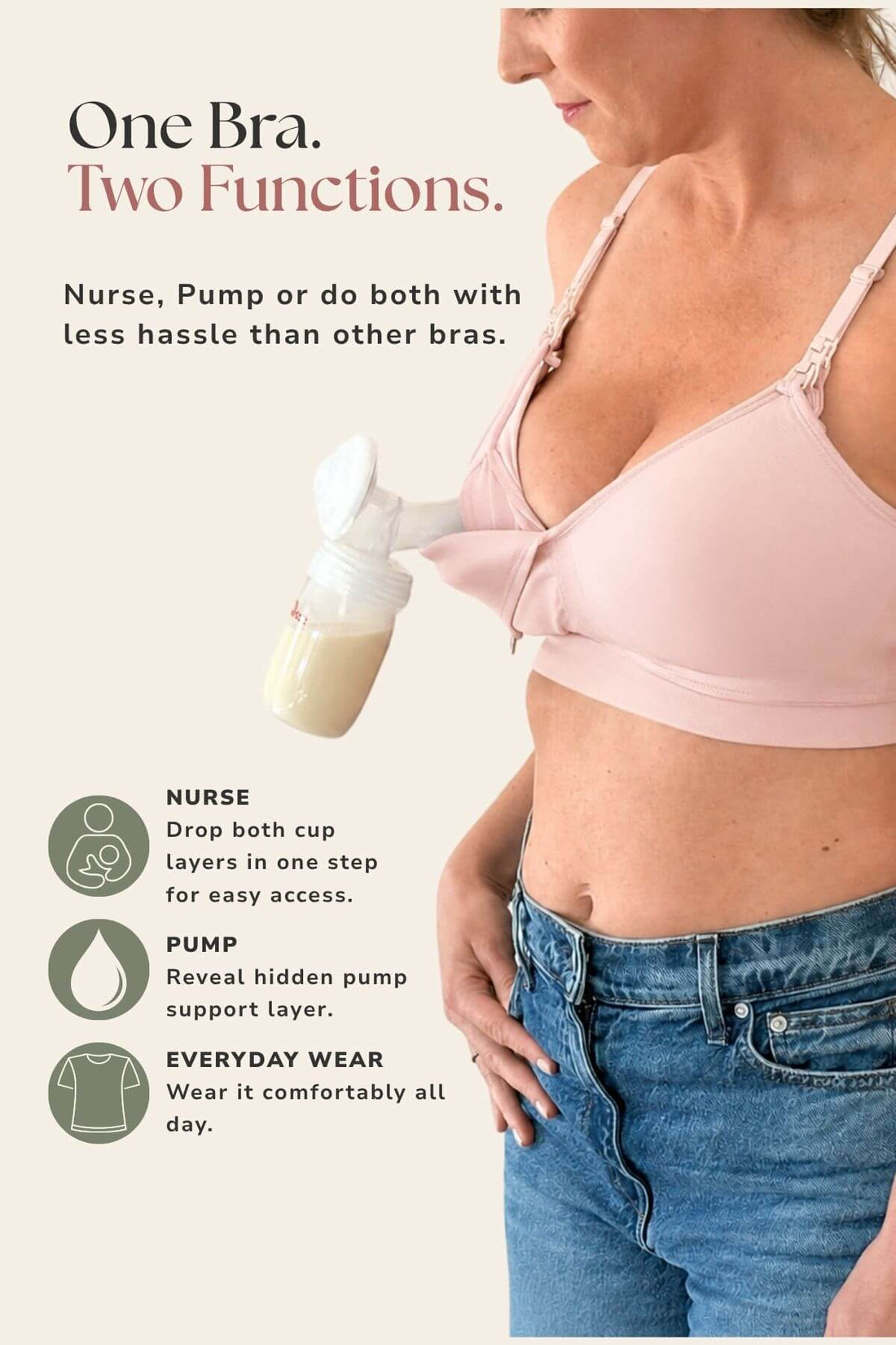SuperMom® Silhouette Hands-Free Pumping & Nursing Bra | Ballet Slipper