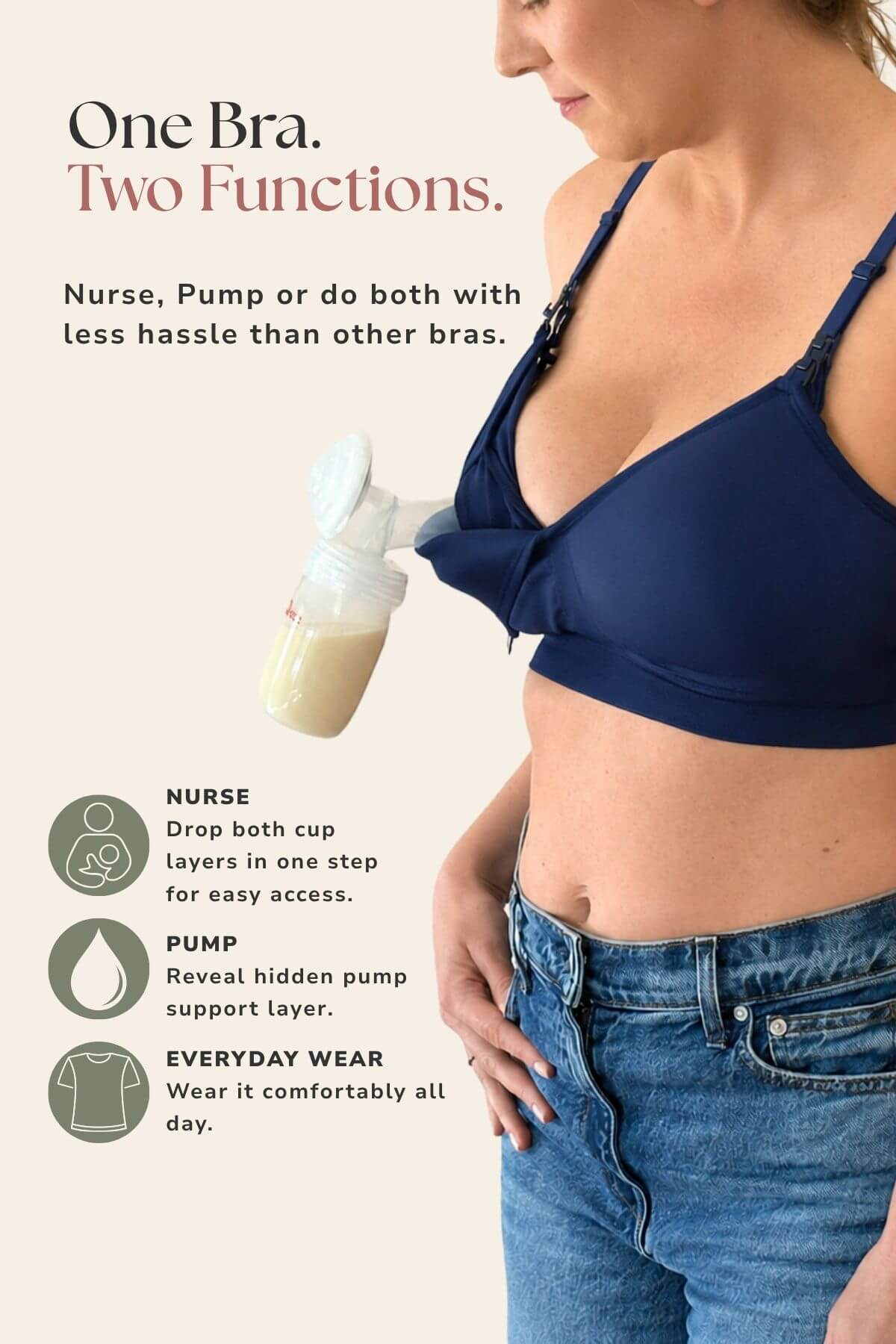 SuperMom® Silhouette Hands-Free Pumping & Nursing Bra | Indigo
