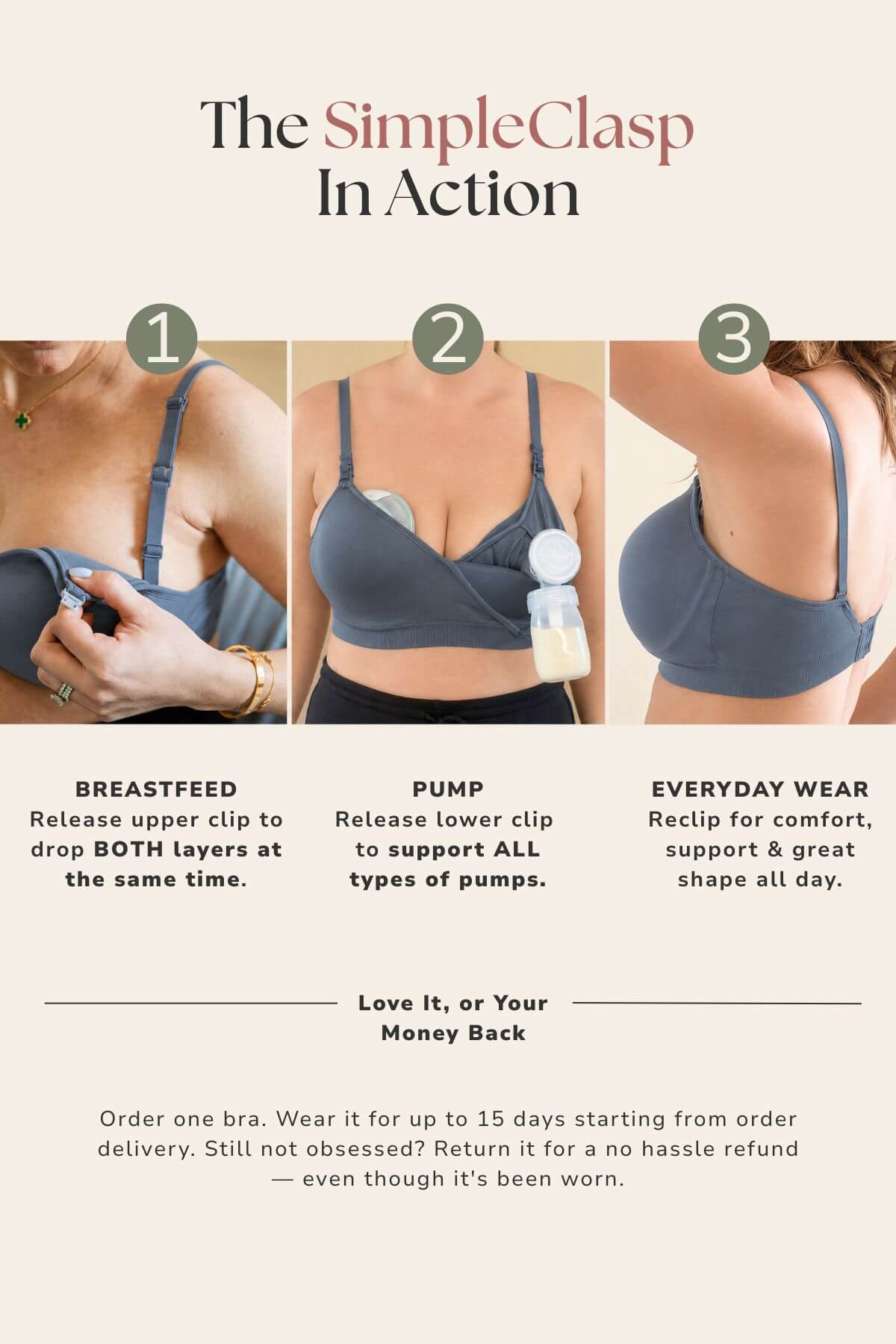 SuperMom® Silhouette Hands-Free Pumping & Nursing Bra | Maine Blue