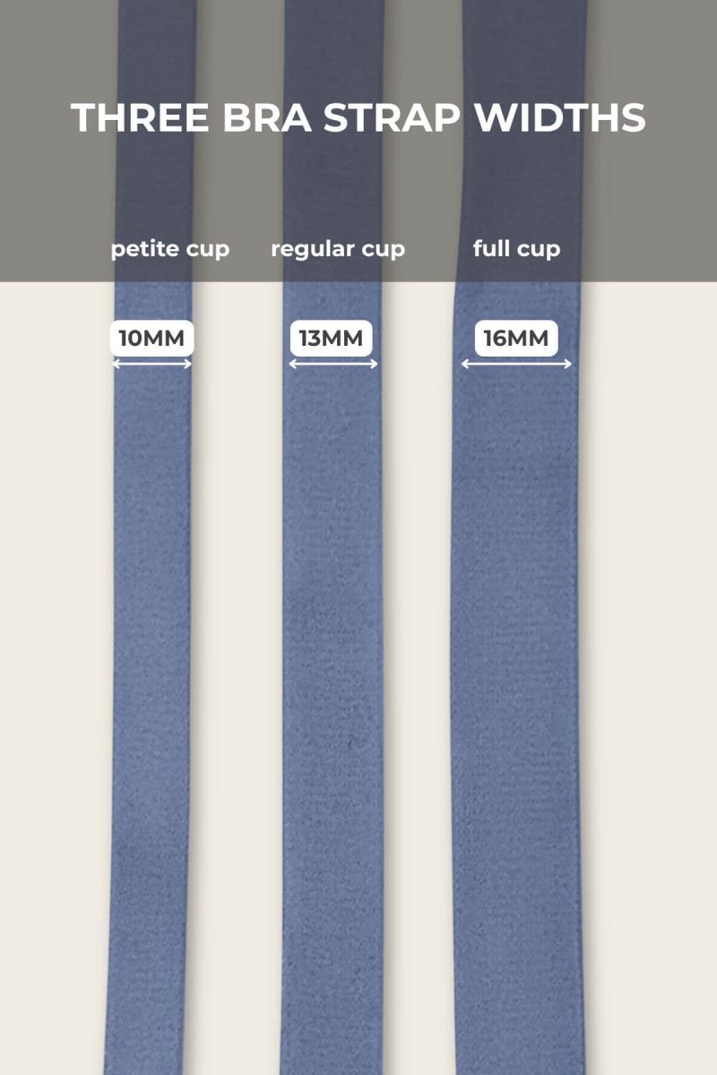 SuperMom® Silhouette Nursing & Pumping Seamless Bra - Fixed Pads - Simple Wishes - Maine Blue - Three Bra Strap Widths infographic