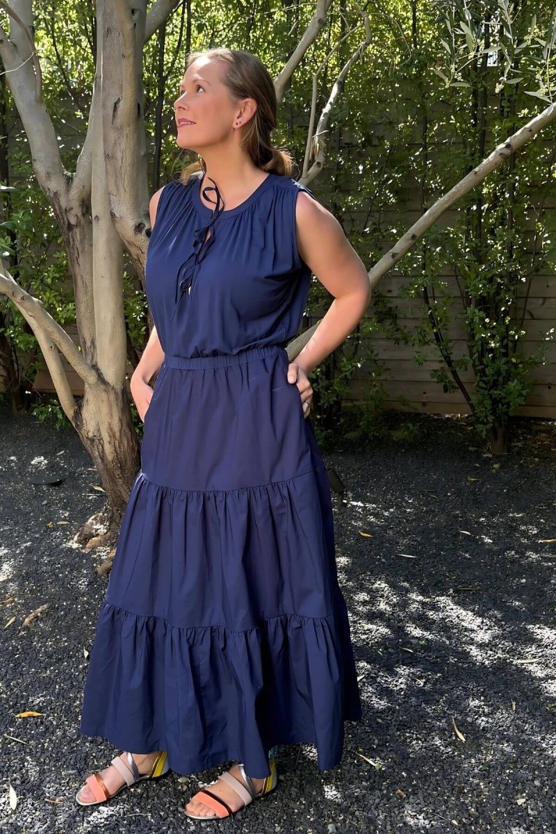 Willow Nursing Dress - Indigo - Simple Wishes - Front view full length