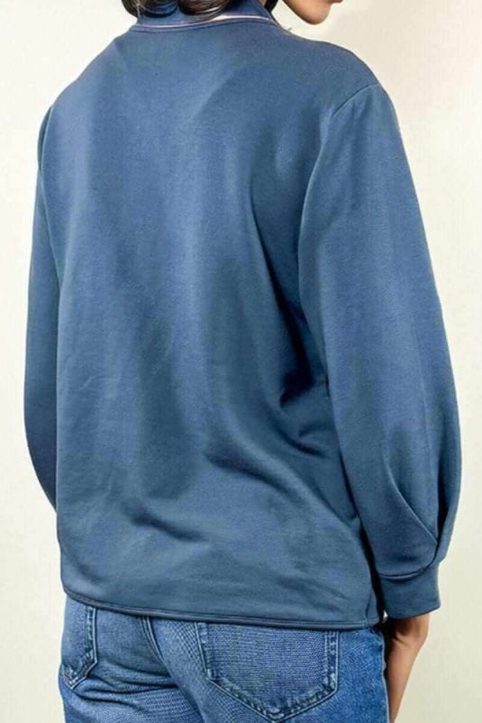 Carlotta Fleece Nursing Top - Maine Blue - Simple Wishes