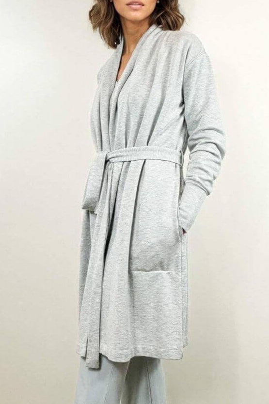 Charlize Fleece Robe - Light Heather Gray - Simple Wishes