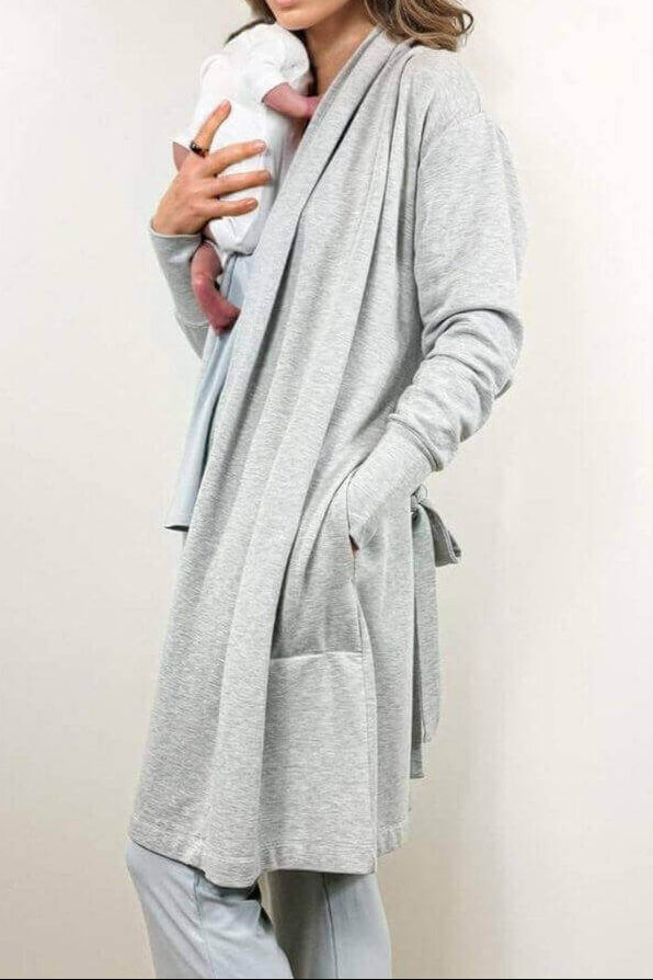 Charlize Fleece Robe - Light Heather Gray - Simple Wishes