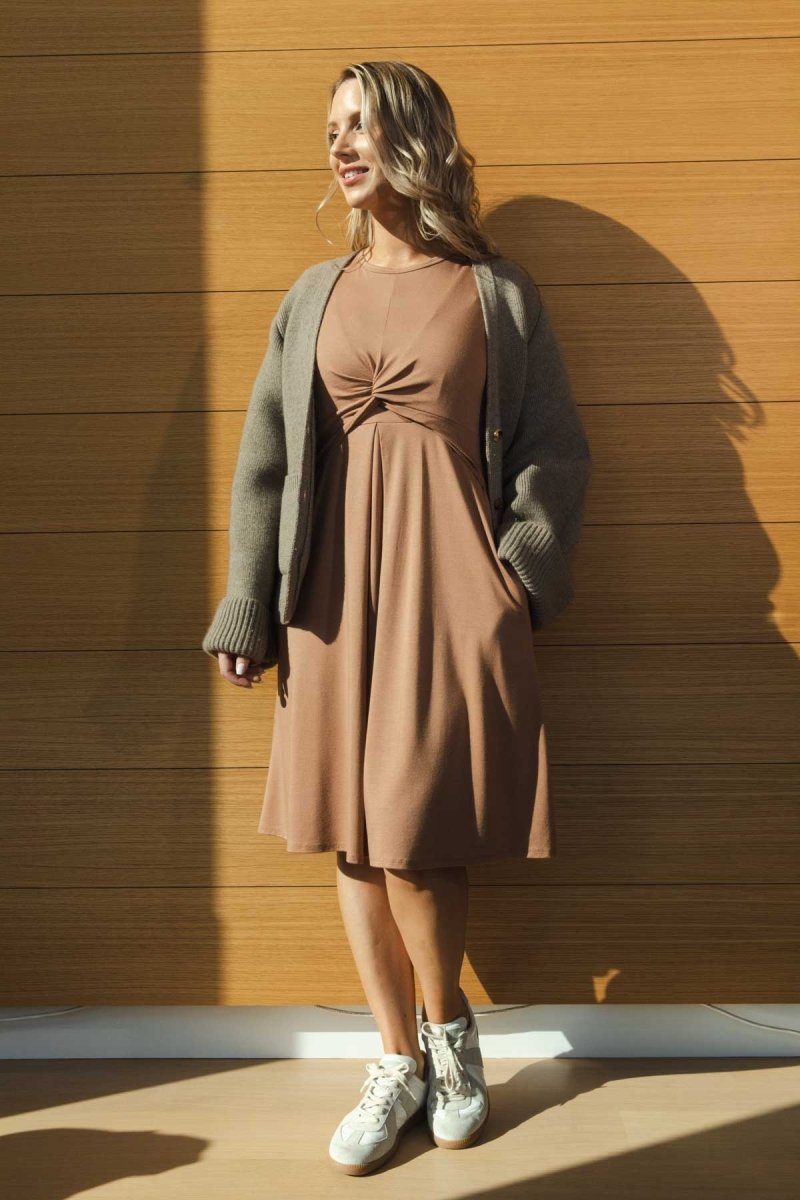 Debra Maternity & Nursing Dress - Olive Green - Simple Wishes
