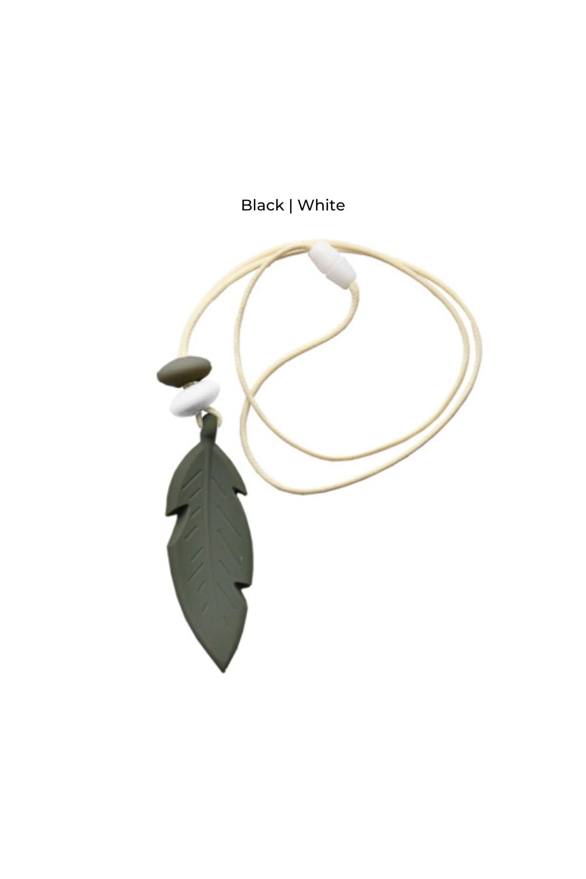 Feather Teething Pendant - Black & White - Simple Wishes