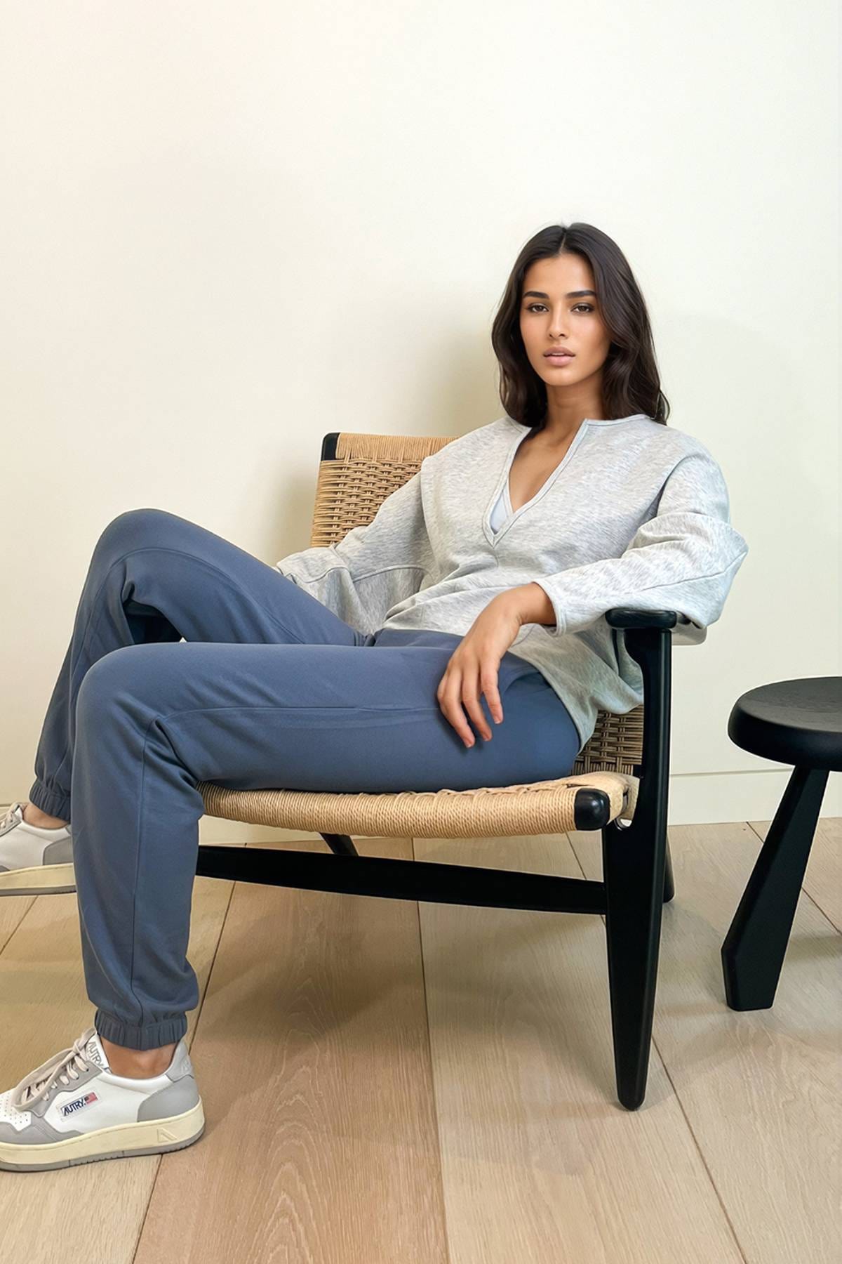 Inez Fleece Jogger Maine Blue
