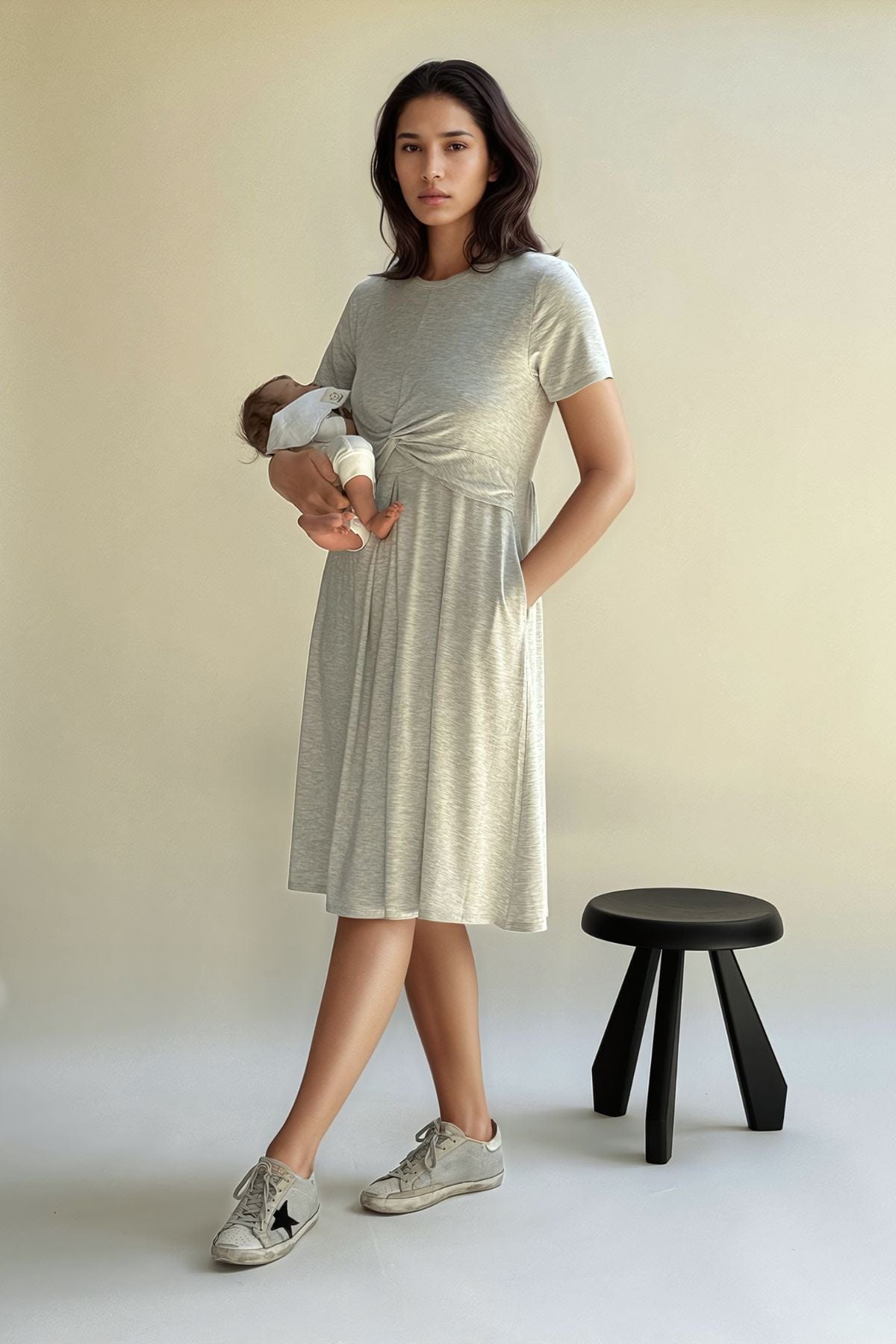 Liv Nursing Dress Light Heather Gray / X-Small Simple Wishes