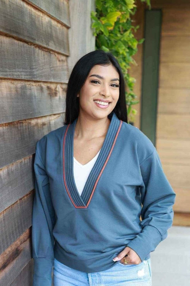 Mia Fleece Nursing Pullover - Bluestone - Simple Wishes