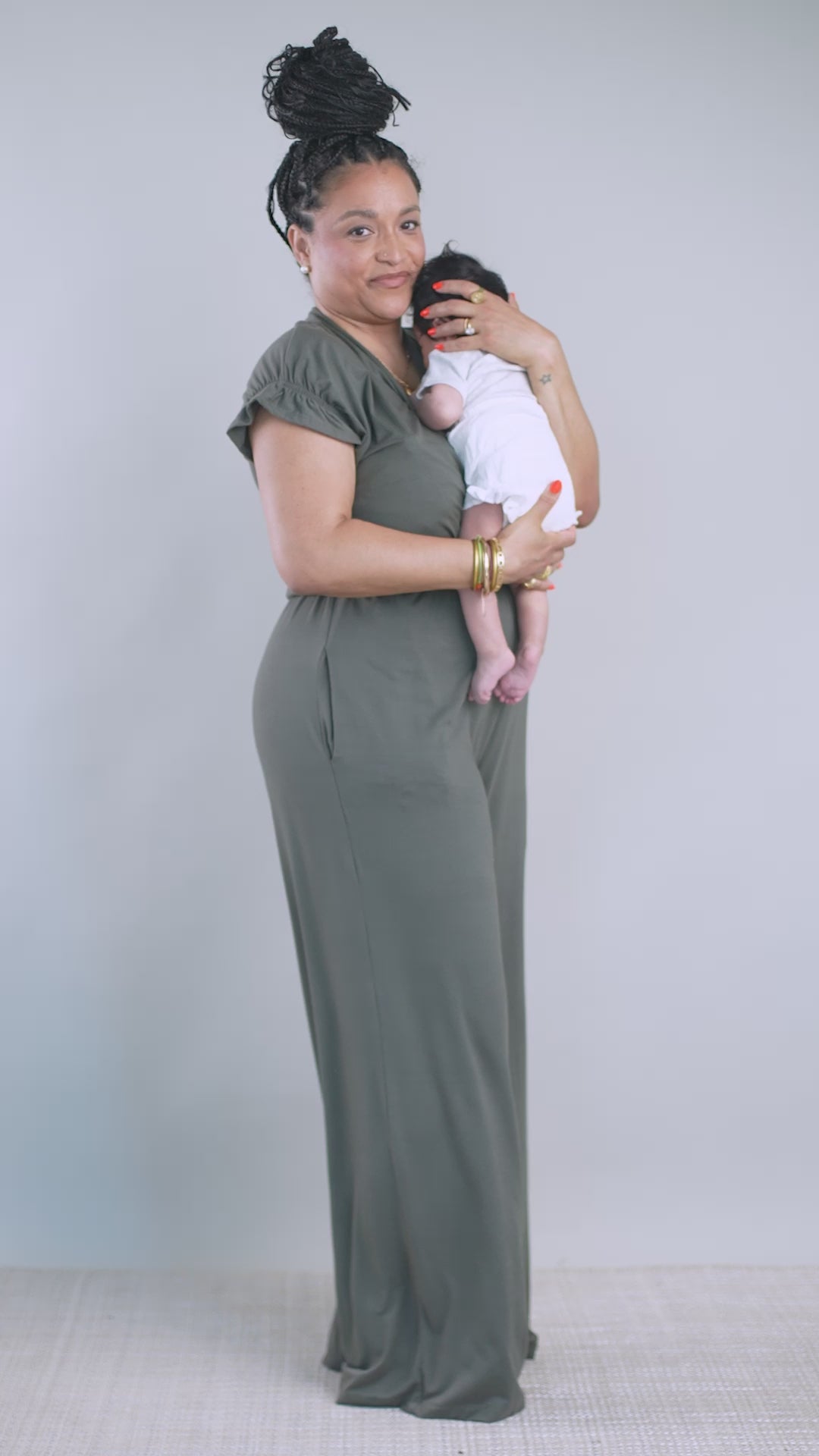 Noor Nursing Jumpsuit | Olive Green