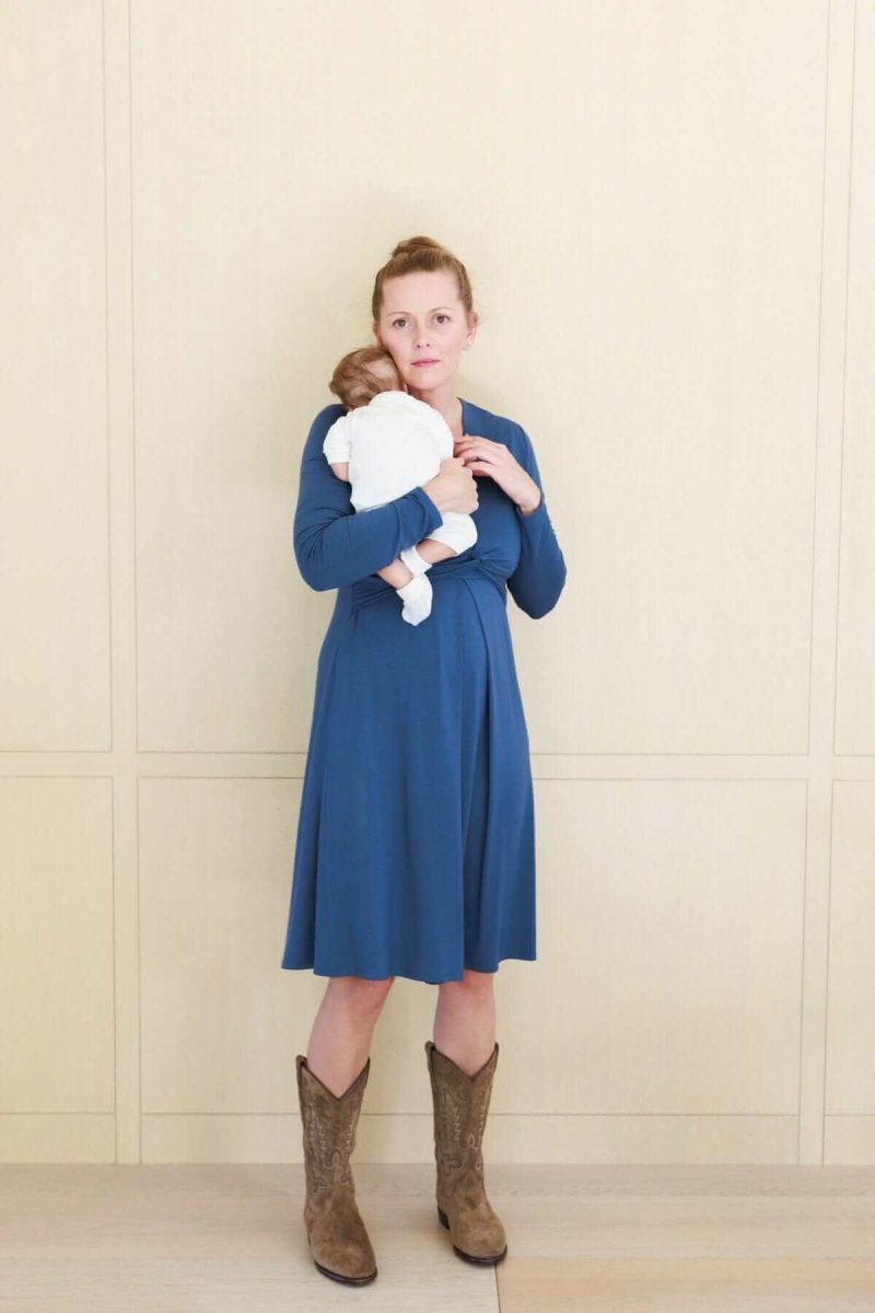 Sofia Maternity & Nursing Dress - Dark Denim - Simple Wishes