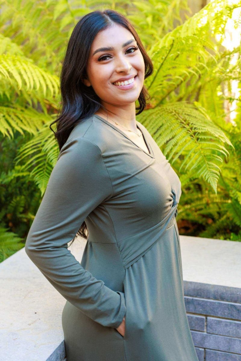 Sofia Maternity & Nursing Dress - Olive Green - Simple Wishes