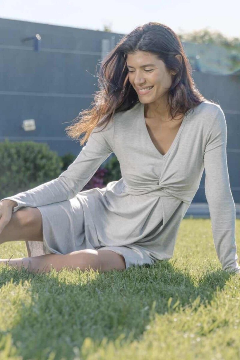 Sofia Maternity & Nursing Dress - Light Heather Gray - Simple Wishes