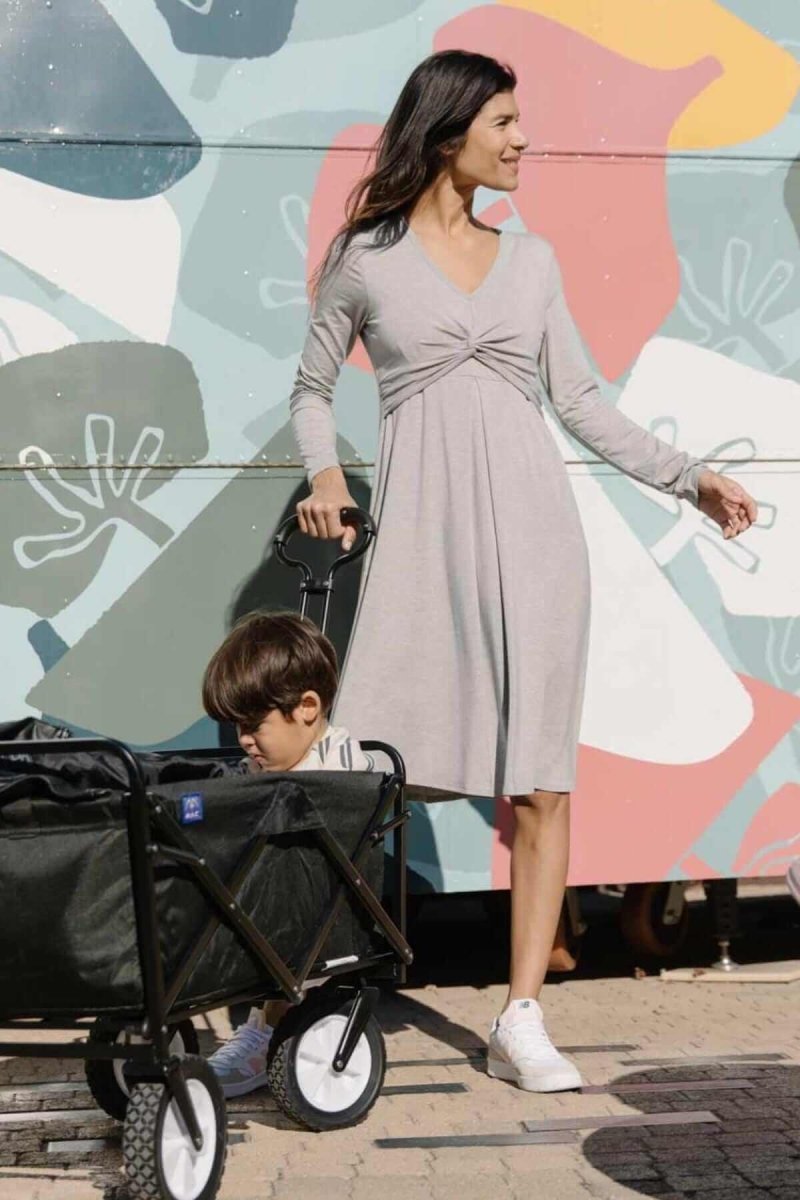 Sofia Maternity Dress: Stylish Comfort for Moms Light Heather Gray / XL By Dress Knee Length Sofia Maternity Dress: Stylish Comfort for Moms Light Heather Gray / XL By Dress Knee Length