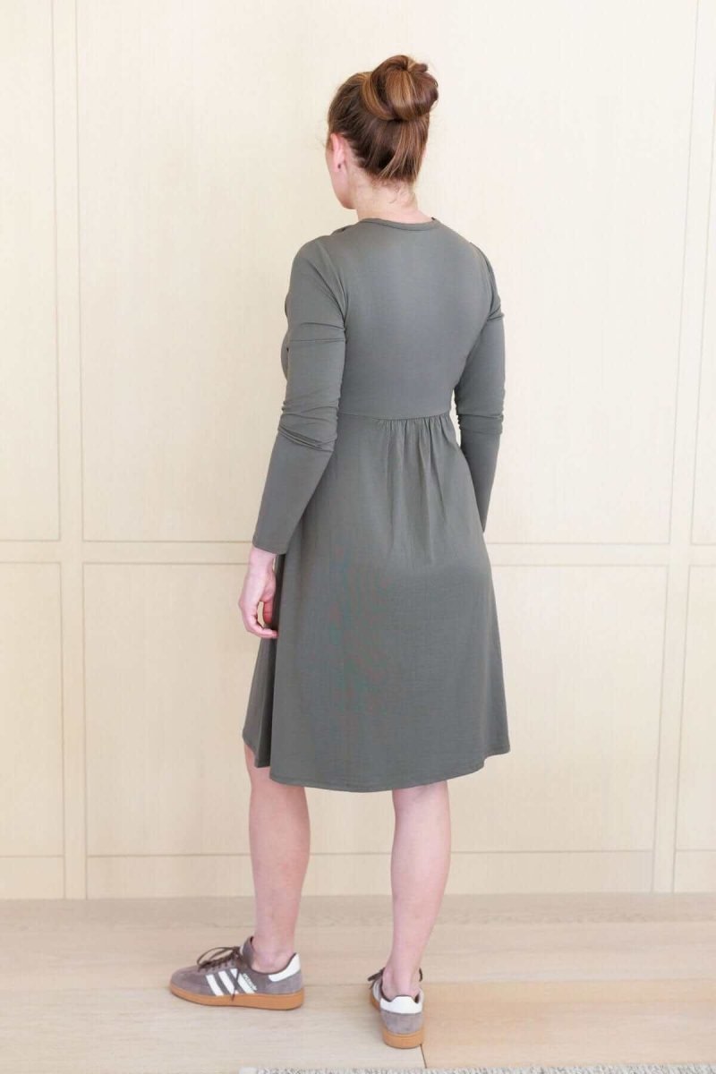 Sofia Maternity & Nursing Dress - Olive Green - Simple Wishes
