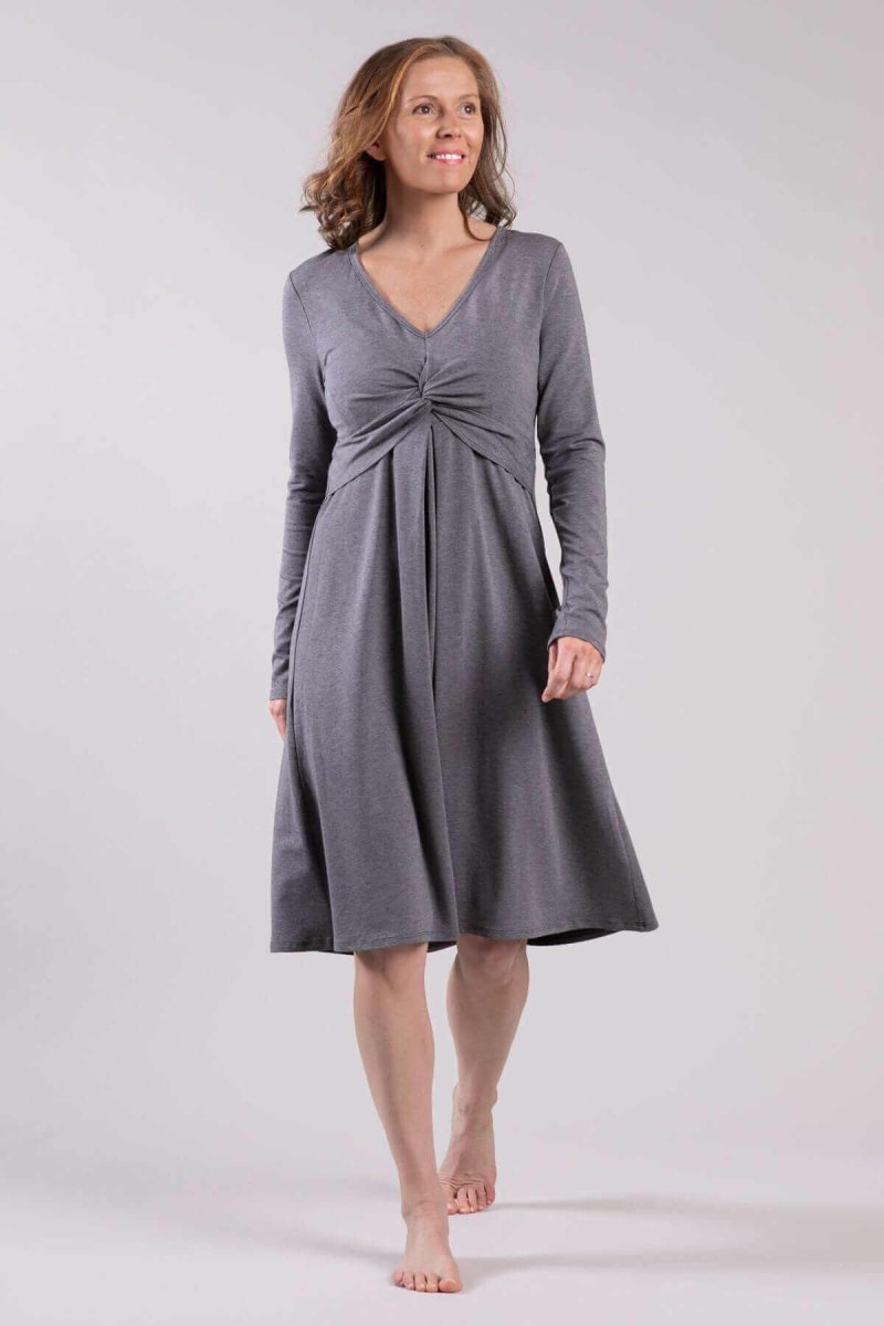 Sofia Maternity & Nursing Dress - Dark Heather Gray - Simple Wishes