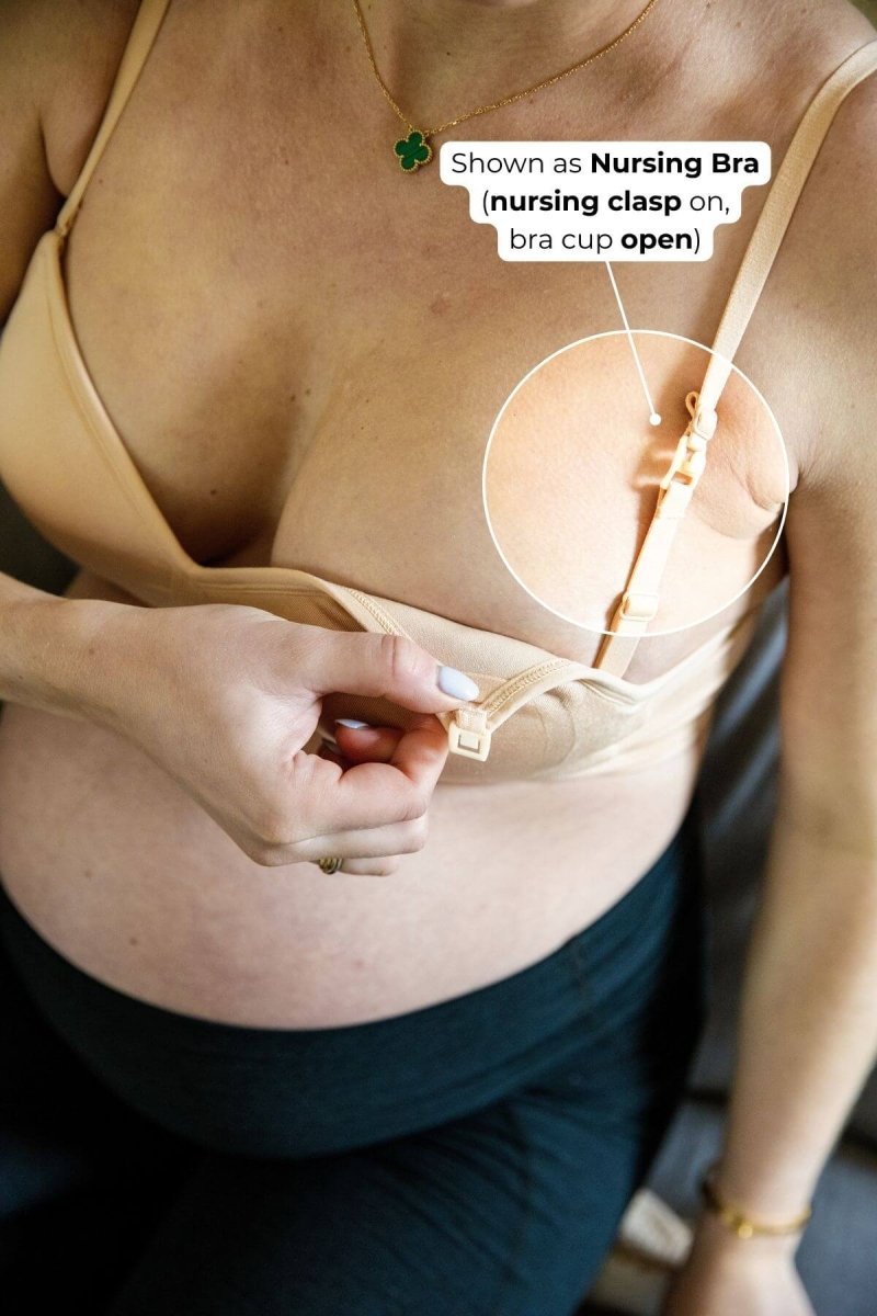 Stages Seamless Bra - Converts from Everyday Bra to Nursing Bra - Fixed Pads - Simple Wishes