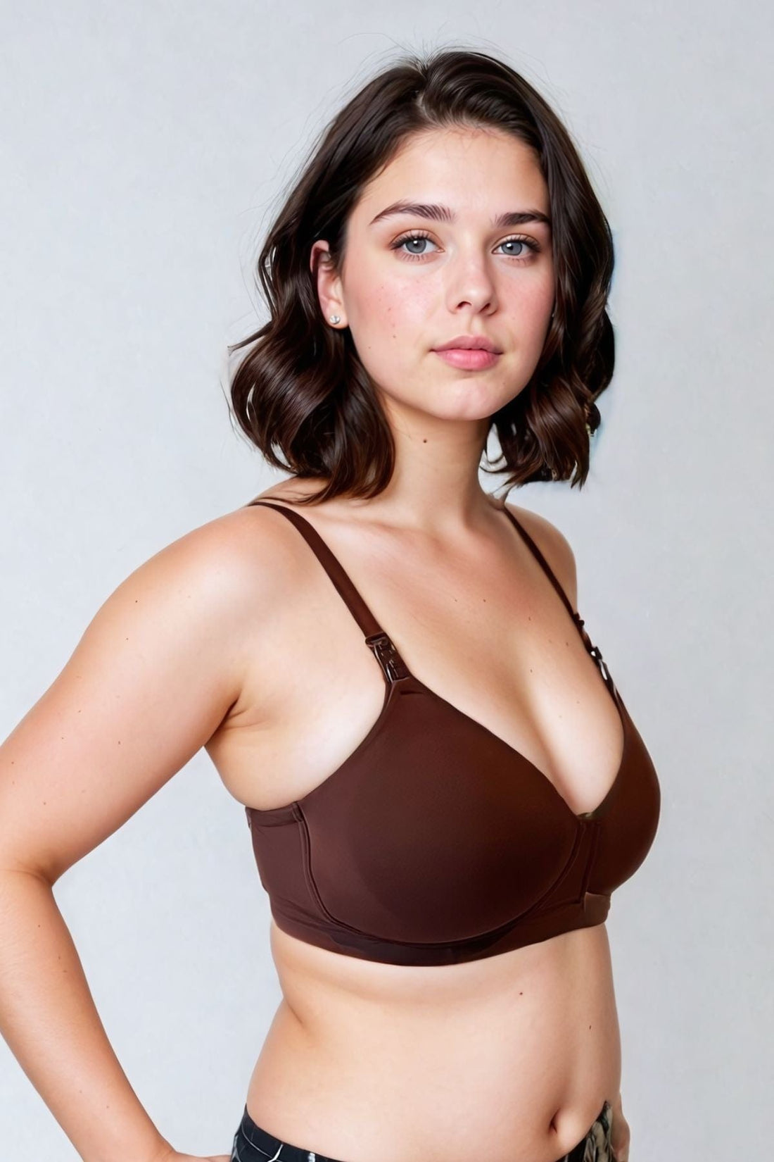 SuperMom™ Fixed Padding Nursing And Pumping T-Shirt Bra | Bitter Chocolate 30 / A Simple Wishes