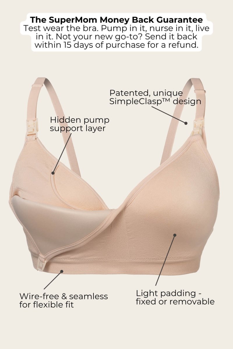 SuperMom® Silhouette Hands - Free Pumping & Nursing Bra - Removable Pads - Simple Wishes