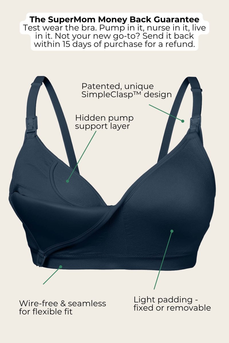 SuperMom® Silhouette Hands - Free Pumping & Nursing Bra - Removable Pads - Simple Wishes