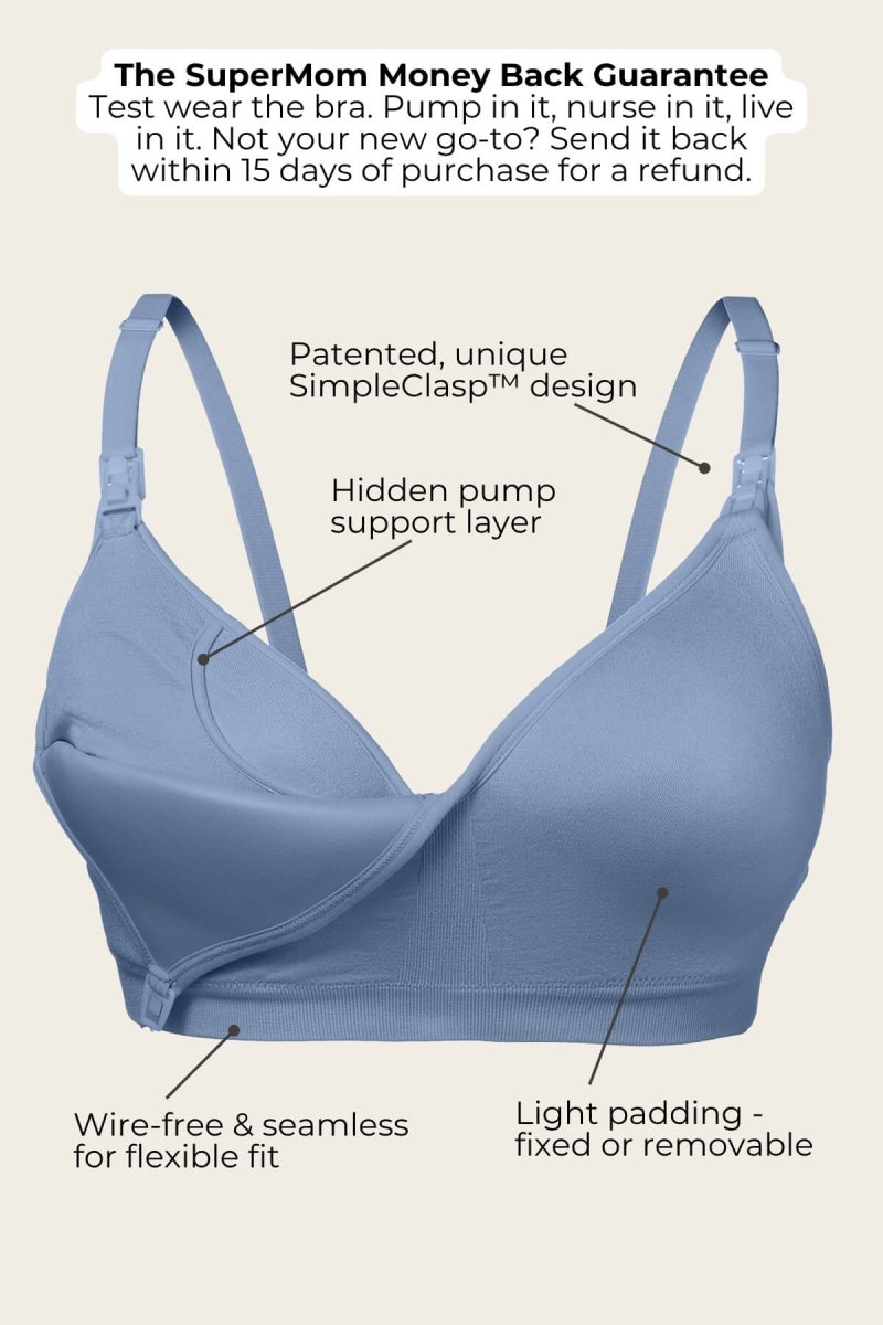 SuperMom® Silhouette Hands - Free Pumping & Nursing Bra - Removable Pads - Simple Wishes