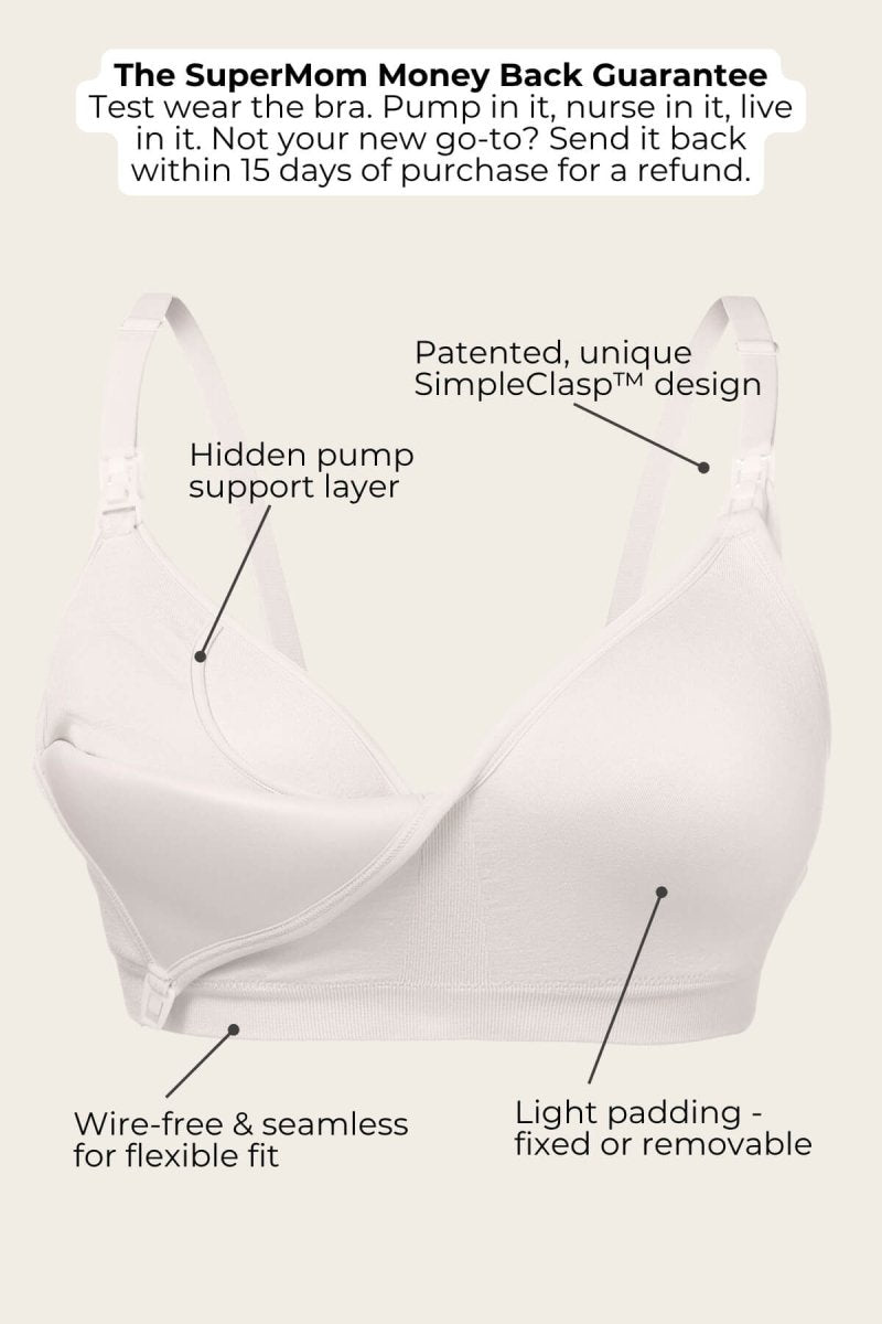 SuperMom® Silhouette Hands - Free Pumping & Nursing Bra - Removable Pads - Simple Wishes
