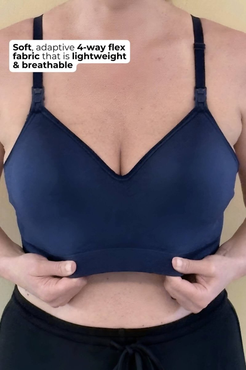 SuperMom® Silhouette Hands - Free Pumping & Nursing Bra | Indigo - XS - Petite Cup - Simple Wishes