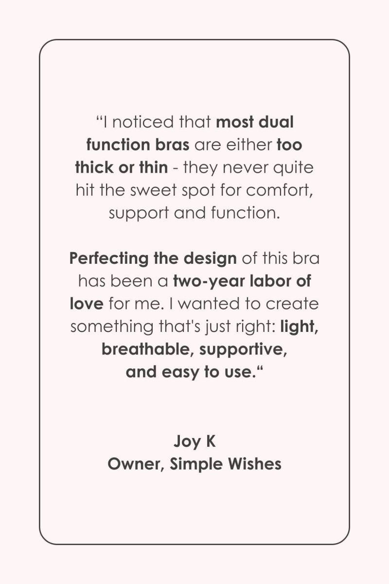 SuperMom® Silhouette Nursing & Pumping Seamless Bra - Fixed Pads - Simple Wishes - Indigo - Founder Quote