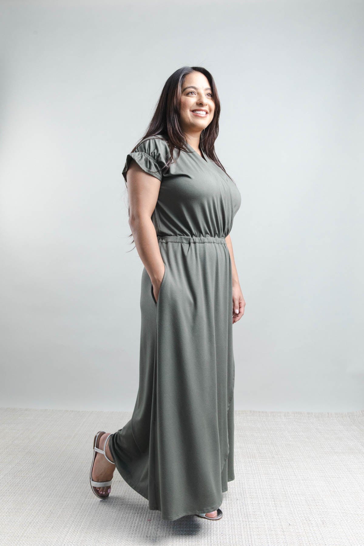Vivian Nursing Dress - Olive Green - Simple Wishes