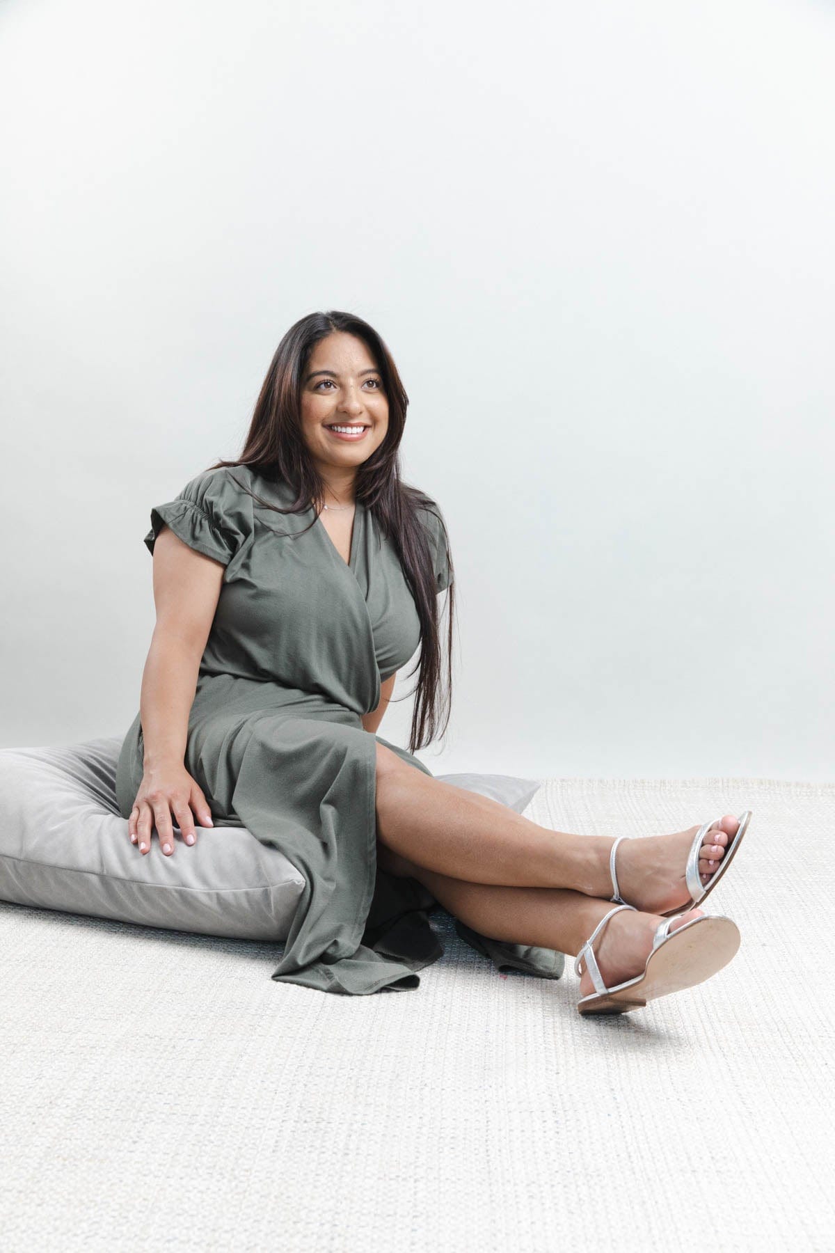 Vivian Nursing Dress - Olive Green - Simple Wishes