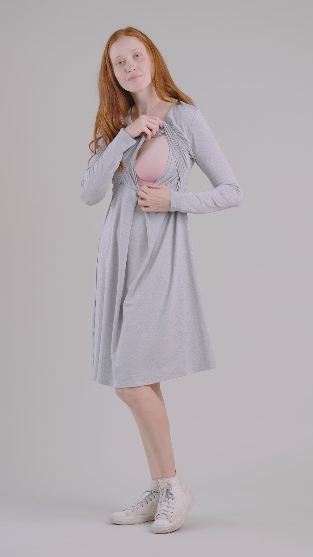 Sofia Nursing Dress | Dark Heather Gray