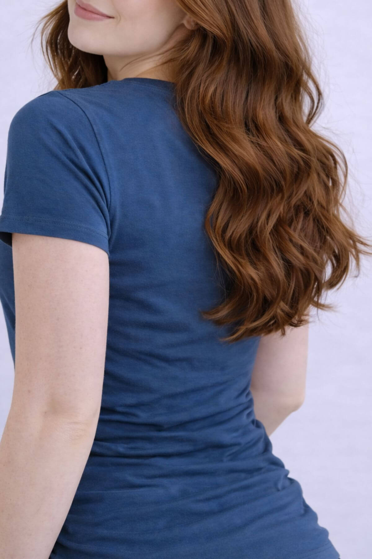 Abigail Nursing Top back view in Dark Denim