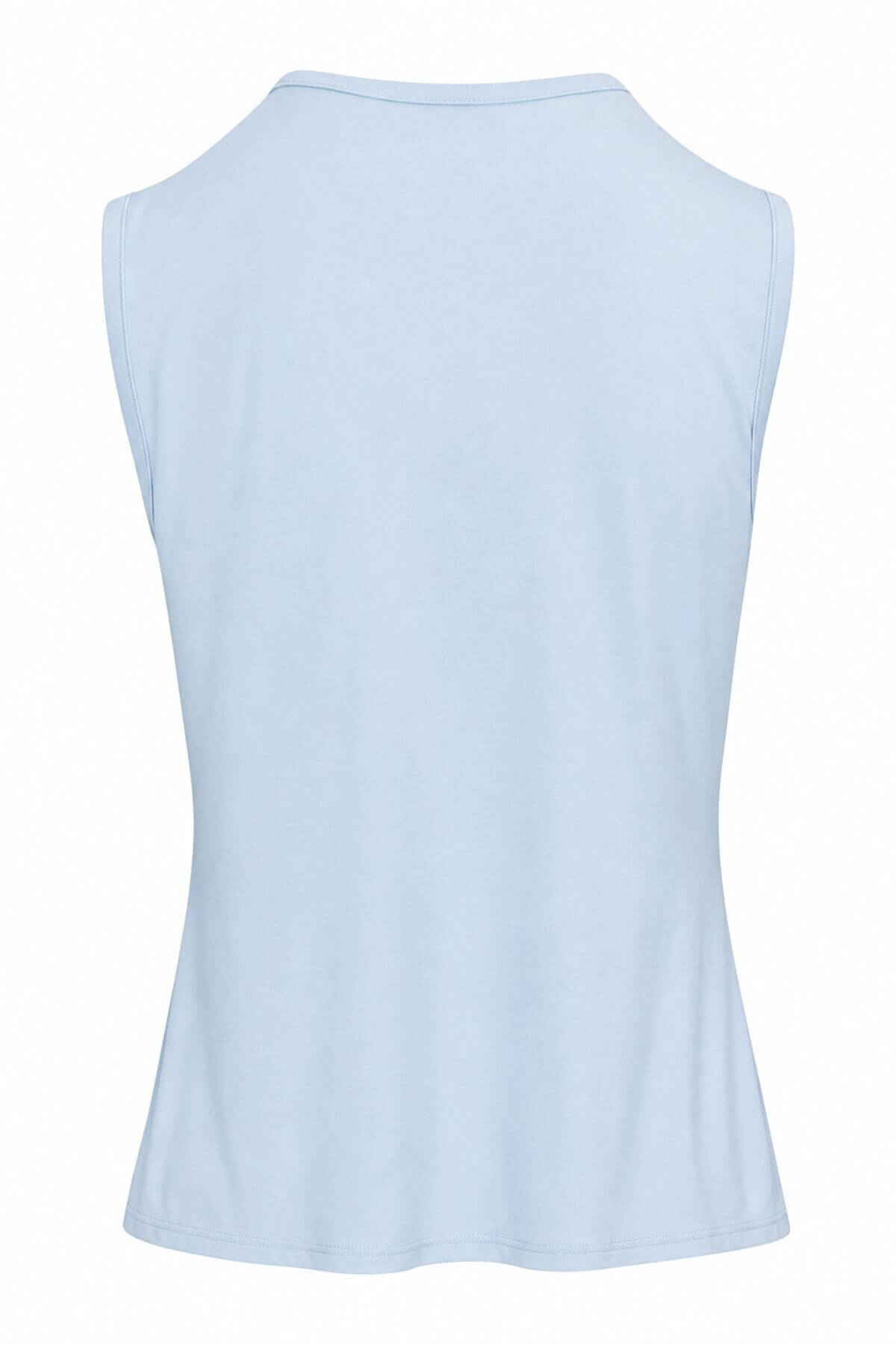 A light blue sleeveless tank top shown from the back, photographed against a plain white background.