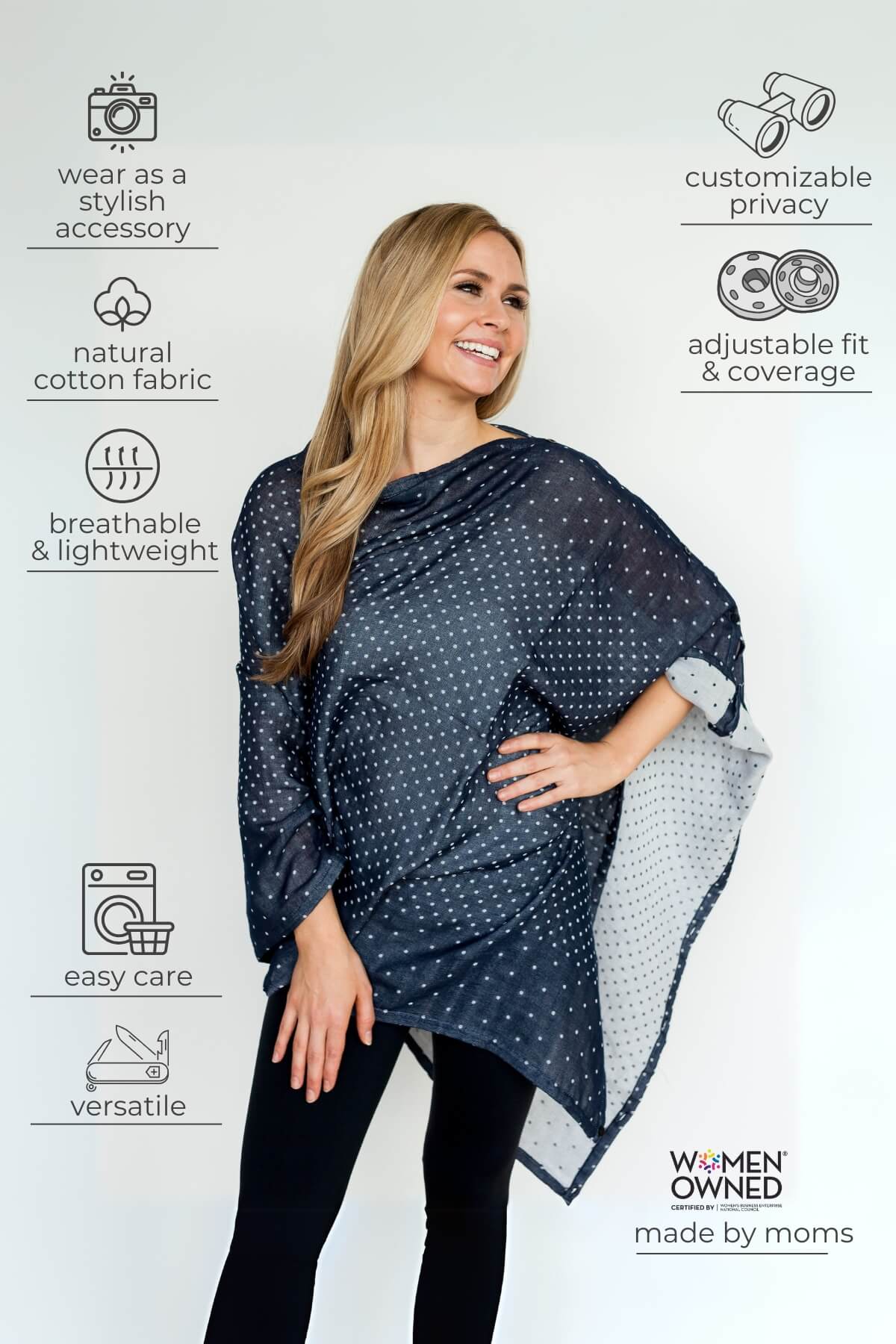 Haven Nursing Cover Navy Gray Dots Infographic