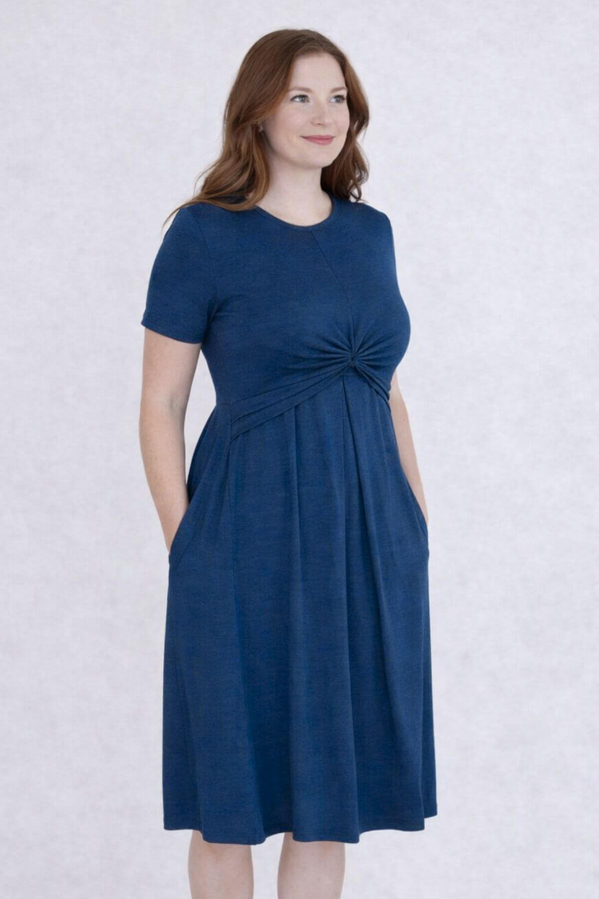Liv Maternity & Nursing Dress - Stylish and Functional Dark Denim / L By Dress Knee Length Liv Maternity & Nursing Dress - Stylish and Functional Dark Denim / L By Dress Knee Length