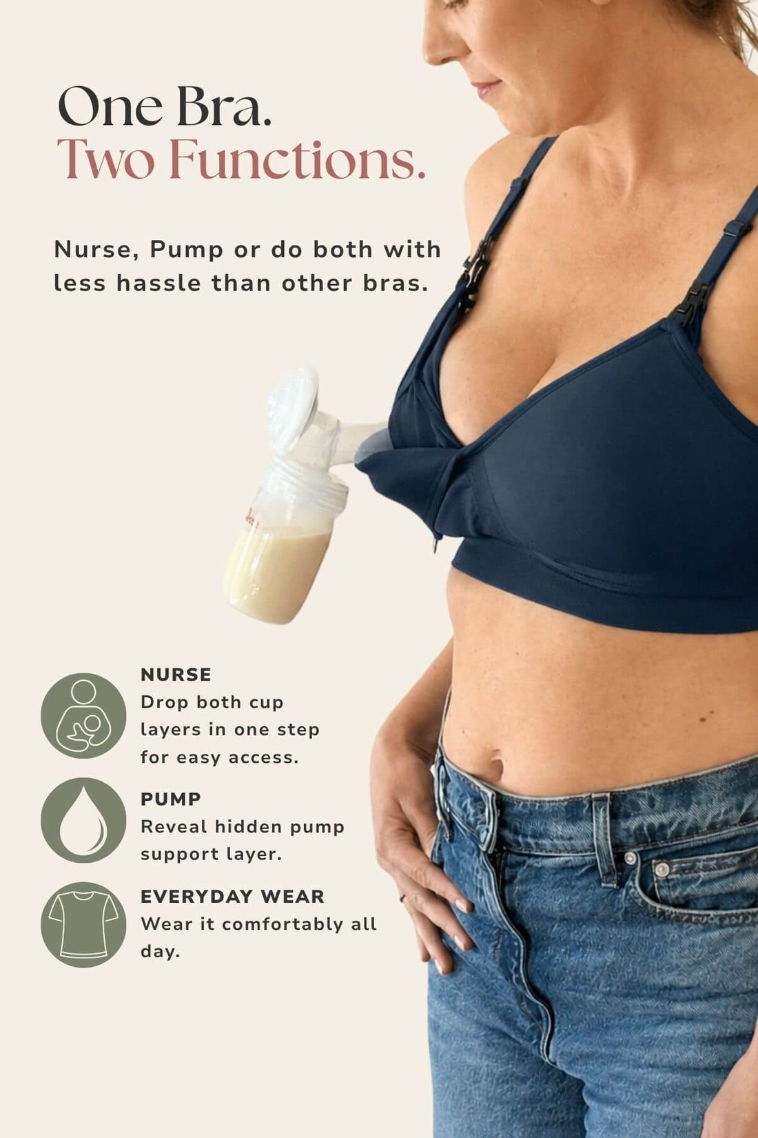SuperMom® Silhouette Hands-Free Pumping &amp; Nursing Bra | Midnight