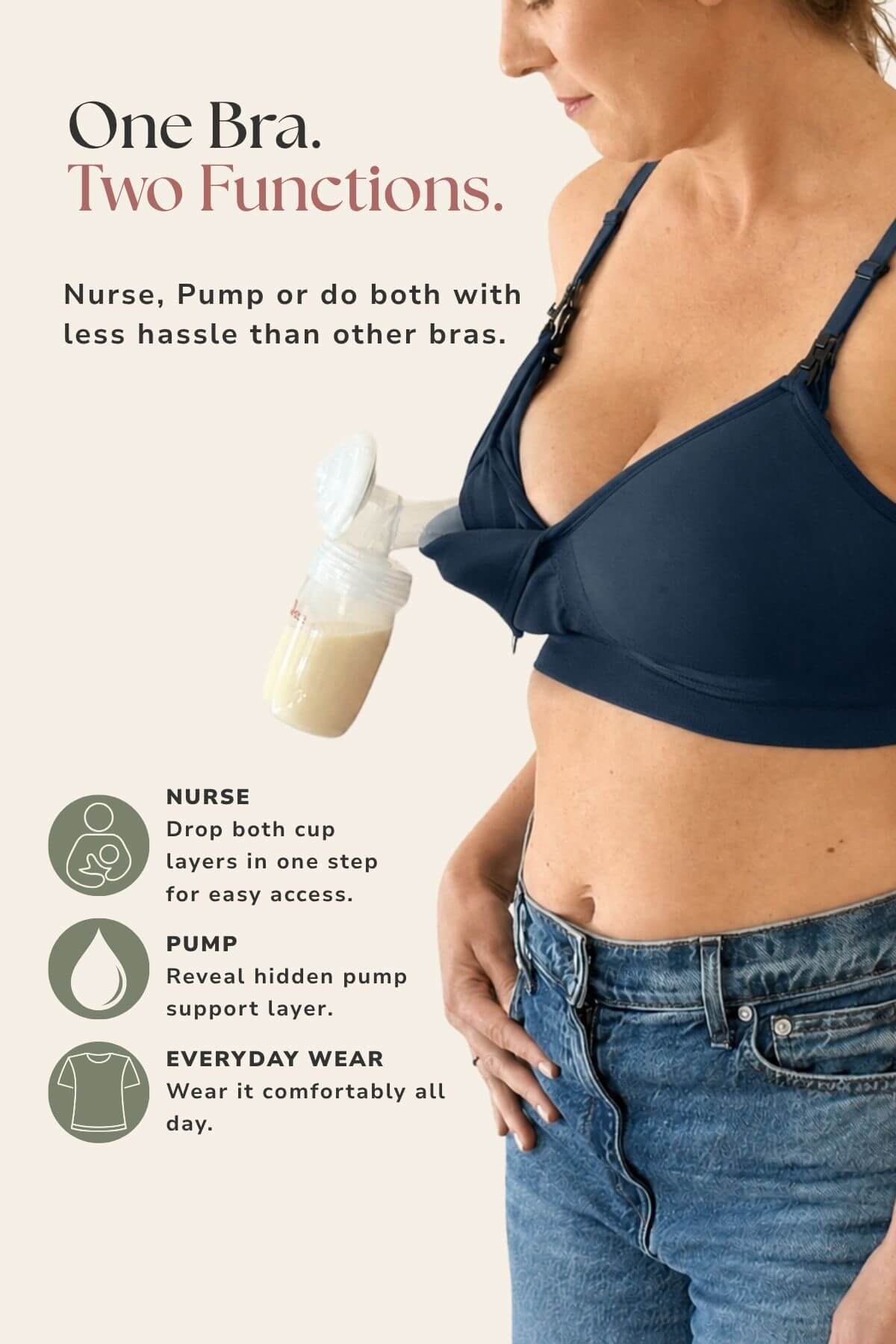 SuperMom® Silhouette Hands-Free Pumping &amp; Nursing Bra | Midnight