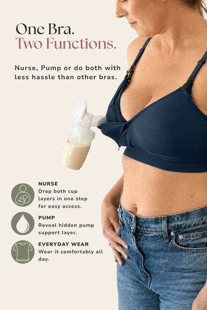 SuperMom® Silhouette Hands-Free Pumping &amp; Nursing Bra | Midnight
