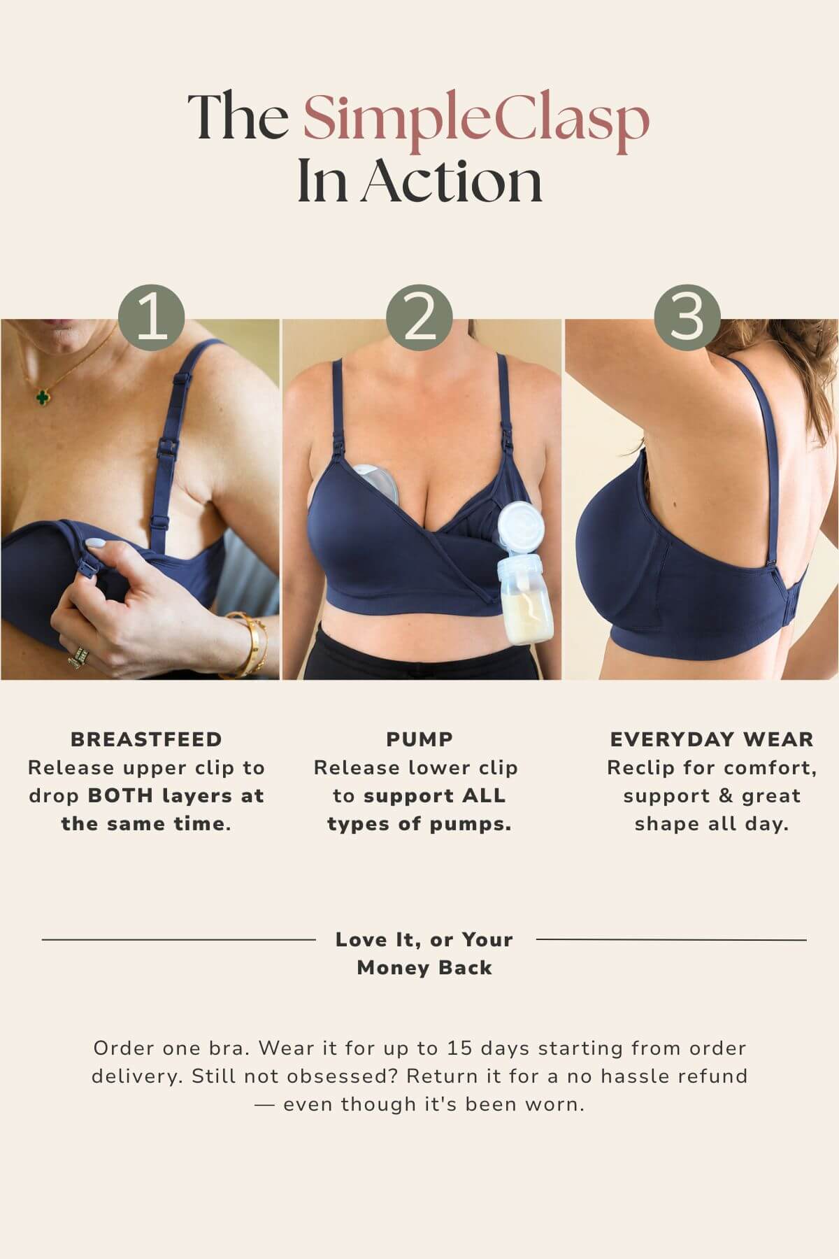 SuperMom® Silhouette Hands-Free Pumping &amp; Nursing Bra | Indigo