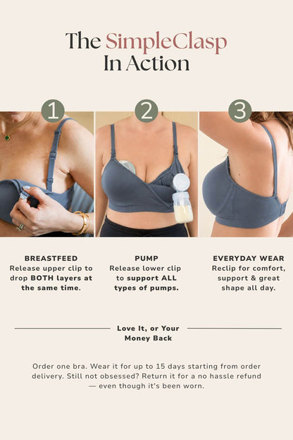 SuperMom® Silhouette Hands-Free Pumping &amp; Nursing Bra | Maine Blue