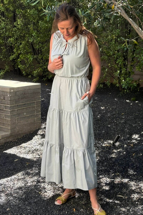 Willow Nursing Dress - Ether - Simple Wishes - front view full length#color_ether