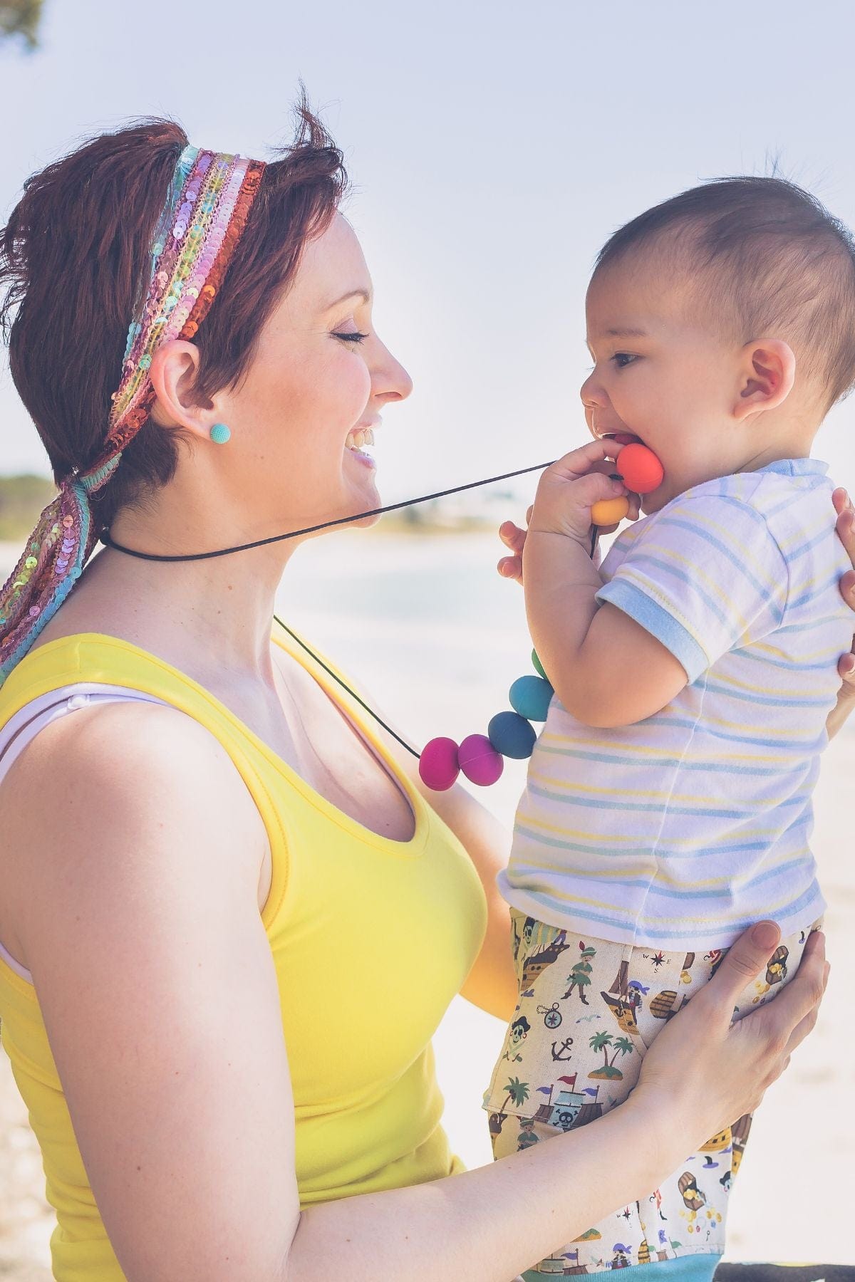 Abacus Teething Necklace - Purple Rose Green - Simple Wishes