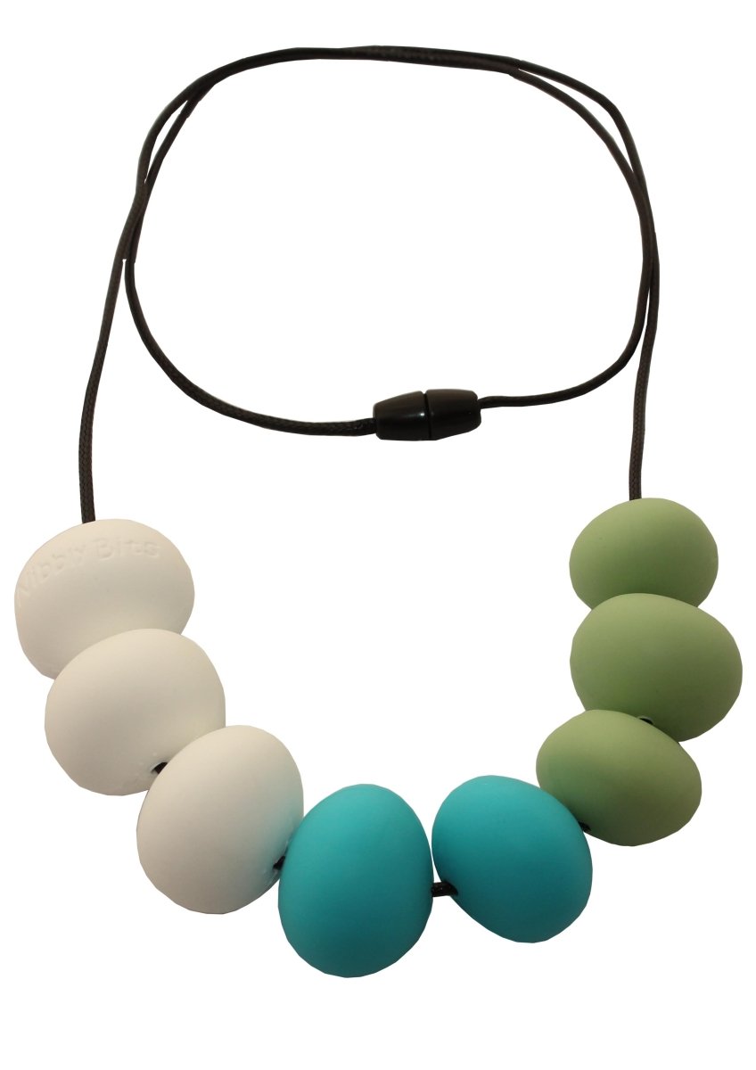 Abacus Teething Necklace - Teal White Blue - Simple Wishes