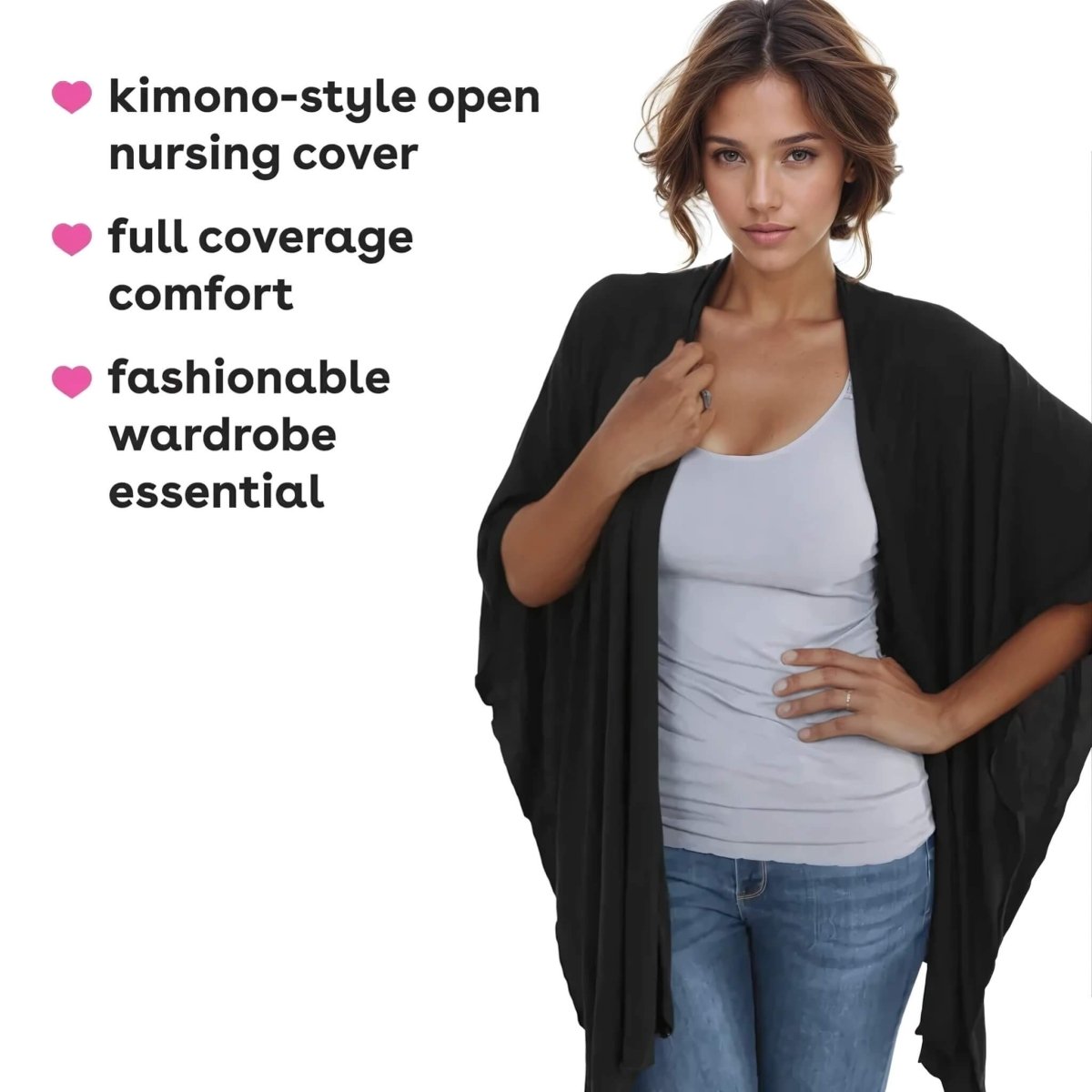 Bamboobies Open Nursing Shawl | Black - Simple Wishes