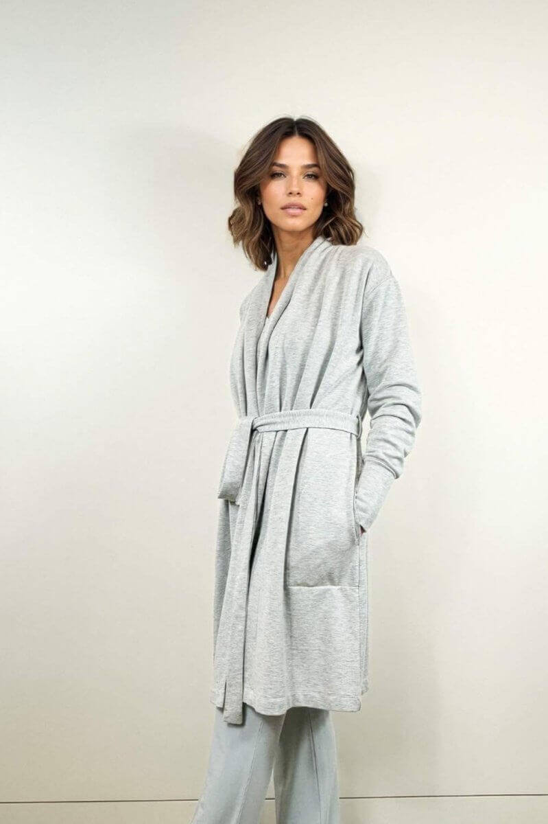 Charlize Fleece Robe - Light Heather Gray - Simple Wishes